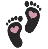 Footprint Girl Heart - Embroidery Design - FineryEmbroidery
